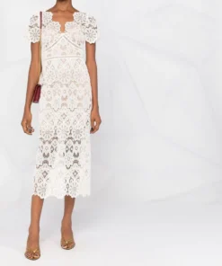 Self Portrait 'Floral Guipure Midi Dress' Clothing