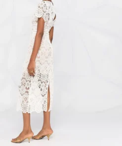 Self Portrait 'Floral Guipure Midi Dress' Clothing