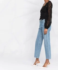 Self Portrait New In 'Floral Guipure Puff Sleeve Blouse'