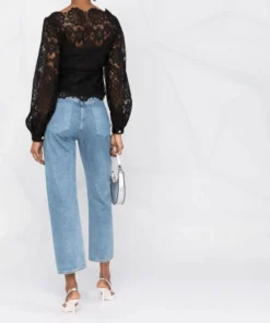 Self Portrait New In 'Floral Guipure Puff Sleeve Blouse'