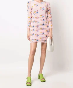 Ganni 'Floral Ruched Mini Dress'