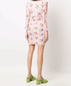 Ganni 'Floral Ruched Mini Dress'