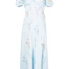 Self Portrait Clothing 'Floral Watercolour Stretch Crepe Midi Dress'