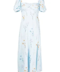 Self Portrait Clothing 'Floral Watercolour Stretch Crepe Midi Dress'