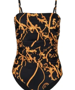 Ganni 'Printed Ruched Swimsuit'