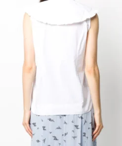Ganni White 'Organic Cotton Sleeveless Blouse'