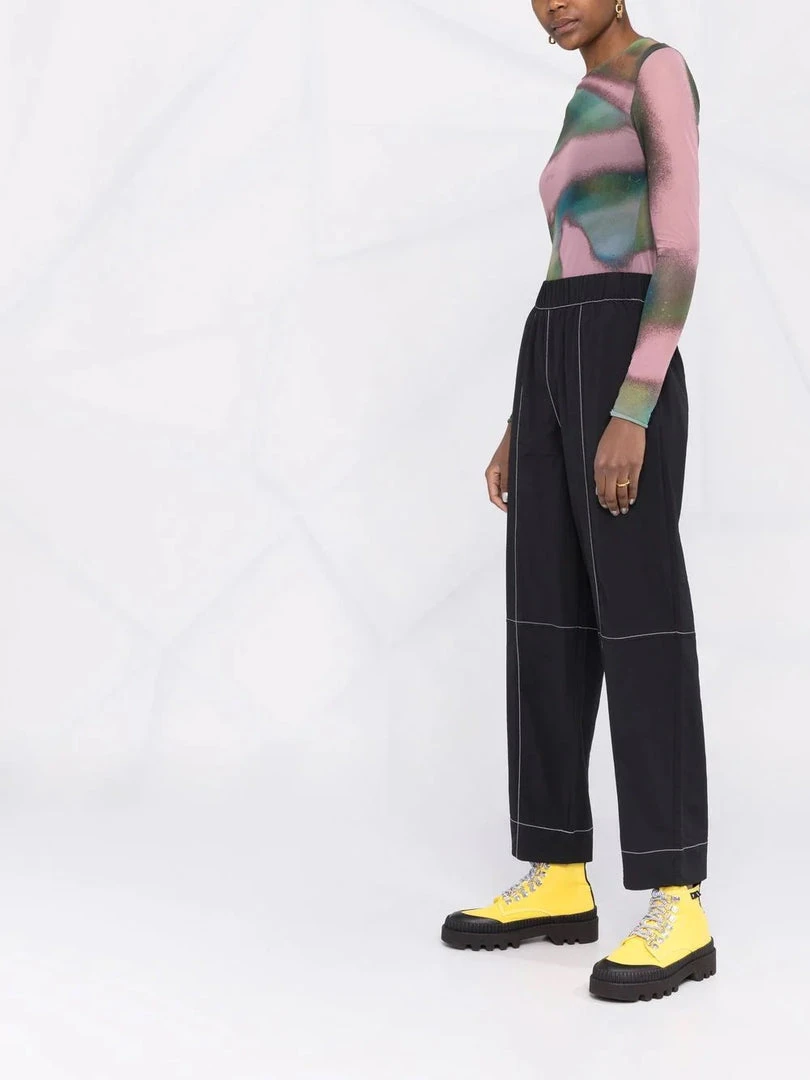 Ganni Black 'Cotton Crepe Trousers' 6 Ganni Black 'Cotton Crepe Trousers'