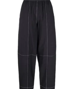 Ganni Black 'Cotton Crepe Trousers'