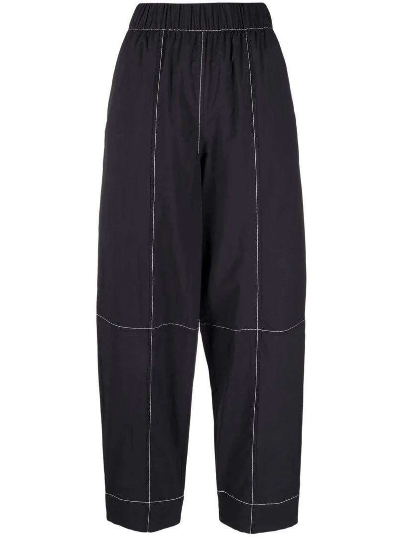 Ganni Black 'Cotton Crepe Trousers' 3 Ganni Black 'Cotton Crepe Trousers'