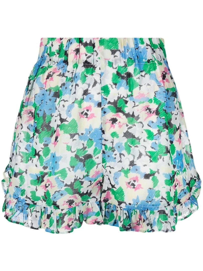 Ganni Blue 'Printed Sheer Shorts' 9 Ganni Blue 'Printed Sheer Shorts'