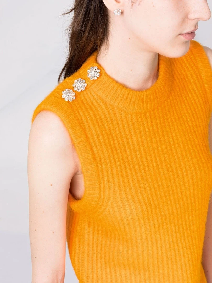 Ganni Orange 'Diamante Detail Knitted Vest' 6 Ganni Orange 'Diamante Detail Knitted Vest'