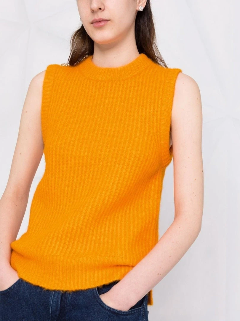 Ganni Orange 'Diamante Detail Knitted Vest' 9 Ganni Orange 'Diamante Detail Knitted Vest'