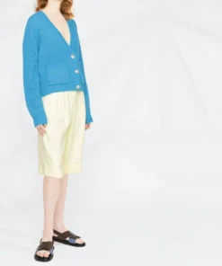 Ganni Blue 'Gem Embellished Button Cardigan'