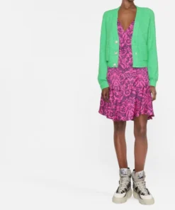 Ganni Green 'Gem Embellished Button Cardigan' New In