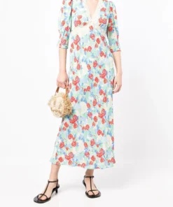 Rixo London 'Gemma' Collage Floral Midi Dress