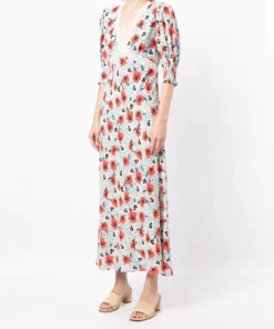Rixo London 'Gemma' Pansy Floral Midi Dress