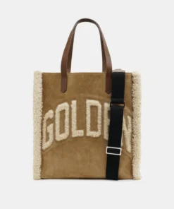 Golden Goose Bags ‘California’ Shearling Logo Tote Bag