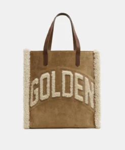 Golden Goose Bags ‘California’ Shearling Logo Tote Bag