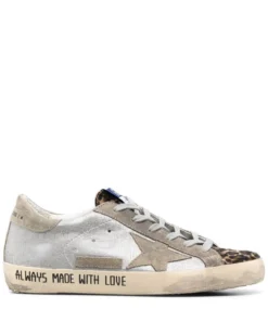 Golden Goose ‘Super-Star’ Silver Leopard Tongue Sneakers