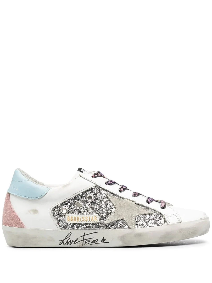 Golden Goose ‘Leopard Lace-Up Glitter Low Top Trainers’ Shoes 3 Golden Goose ‘Leopard Lace-Up Glitter Low Top Trainers’ Shoes