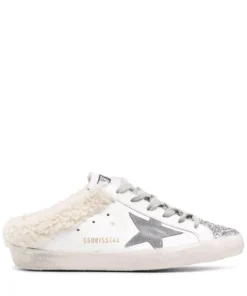 Golden Goose ‘Sabot Super-Star' Shearling Glitter Sneakers Shoes