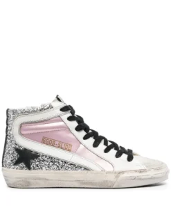 Golden Goose Shoes ‘Metallic Pink Glitter High Top Sneakers’