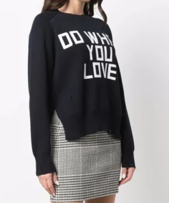 Golden Goose Navy ‘Delilah’ Ribbed Knit Slogan Sweater Clothing