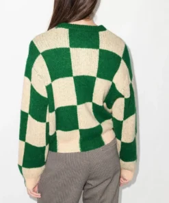 Stine Goya Green And Cream 'Ash' Checked Cardigan 9 Stine Goya Green And Cream 'Ash' Checked Cardigan