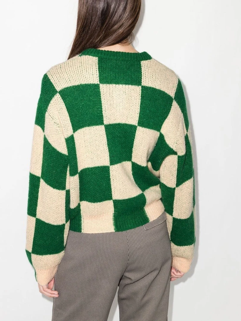 Stine Goya Green And Cream 'Ash' Checked Cardigan 5 Stine Goya Green And Cream 'Ash' Checked Cardigan