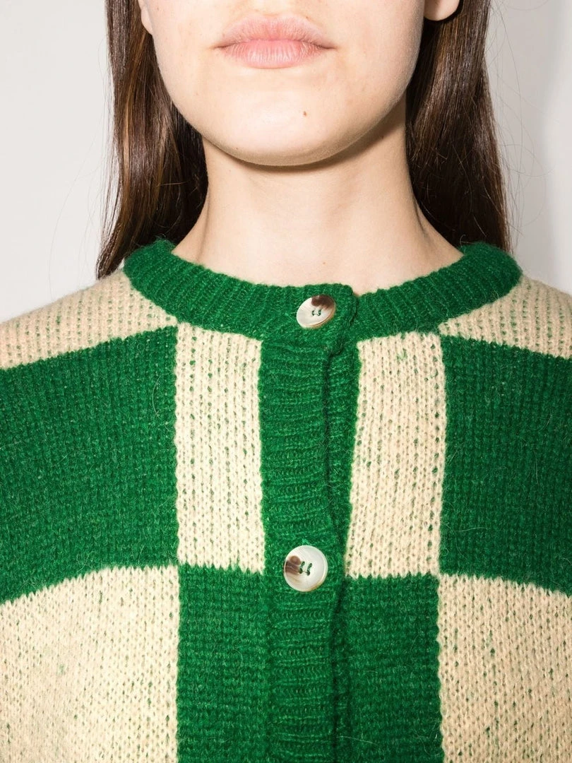 Stine Goya Green And Cream 'Ash' Checked Cardigan 6 Stine Goya Green And Cream 'Ash' Checked Cardigan