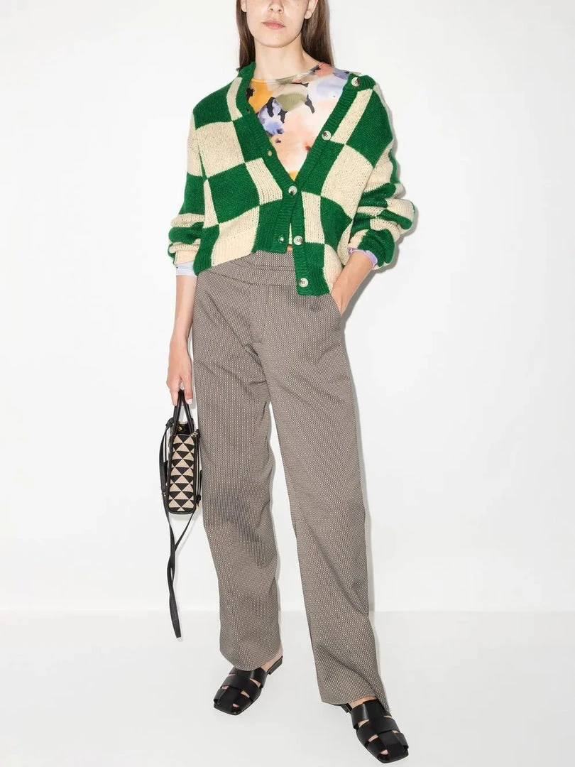 Stine Goya Green And Cream 'Ash' Checked Cardigan 7 Stine Goya Green And Cream 'Ash' Checked Cardigan