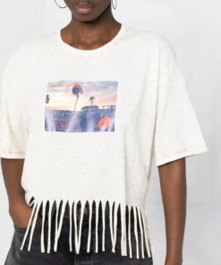 Ganni 'Greetings From' Graphic Cropped T-shirt