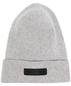 Canada Goose Grey 'Thin Ribbed Logo Detail Beanie'