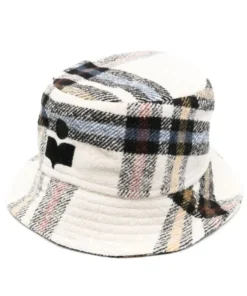 Isabel Marant Etoile Ecru 'Haley' Checked Bucket Hat