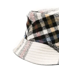 Isabel Marant Etoile Ecru 'Haley' Checked Bucket Hat