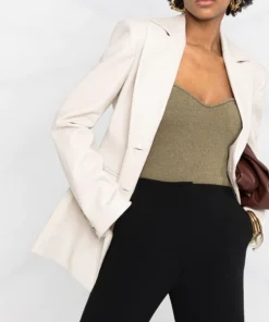 NANUSHKA Cream 'Hathi' Leather Blazer Clothing