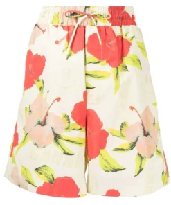 Ganni 'Hawaii Smiley Face Print Shorts'