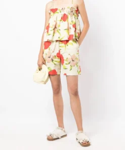 Ganni 'Hawaii Smiley Face Print Shorts'
