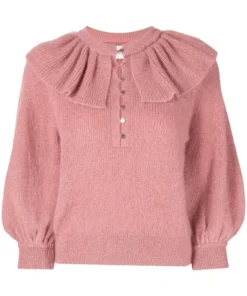 Ba&sh Pink 'Hoa' Ruffle Sweater Clothing