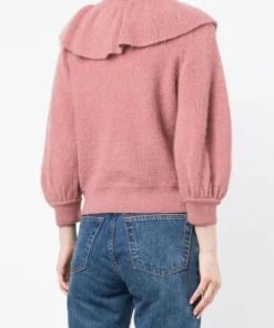 Ba&sh Pink 'Hoa' Ruffle Sweater Clothing