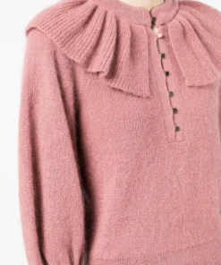 Ba&sh Pink 'Hoa' Ruffle Sweater Clothing