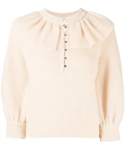 Ba&sh Cream 'Hoa' Ruffle Sweater