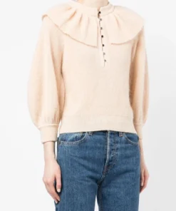 Ba&sh Cream 'Hoa' Ruffle Sweater