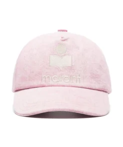 Isabel Marant Light Pink 'Tyron' Logo Denim Cap