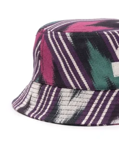 Isabel Marant Dark Purple And Green 'Haley' Printed Bucket Hat Accessories