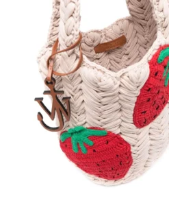 JW Anderson Cream ‘Strawberry Knitted Shopper’