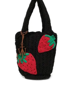 JW Anderson Black ‘Strawberry Knitted Shopper’ Bags