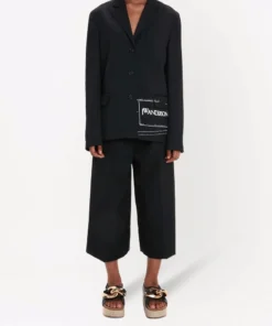 JW Anderson Clothing Black ‘Pleat Front Wide Leg Cropped Trousers'