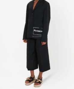 JW Anderson Clothing Black ‘Pleat Front Wide Leg Cropped Trousers' 9 JW Anderson Clothing Black ‘Pleat Front Wide Leg Cropped Trousers'