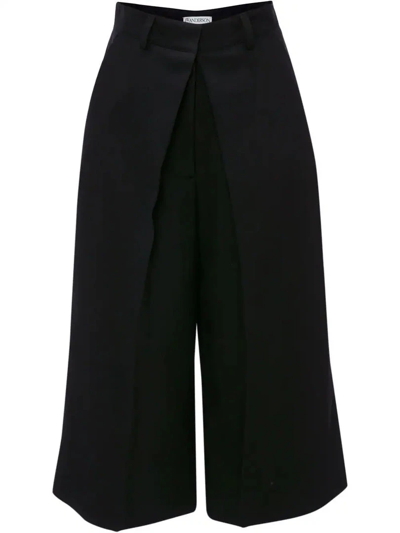 JW Anderson Clothing Black ‘Pleat Front Wide Leg Cropped Trousers' 3 JW Anderson Clothing Black ‘Pleat Front Wide Leg Cropped Trousers'